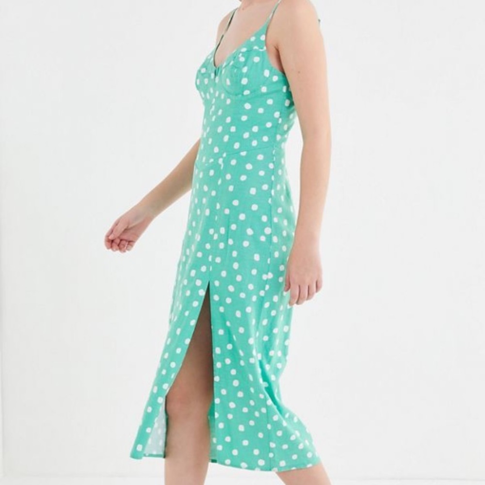 Urban Outfitters green white polka dot dress L